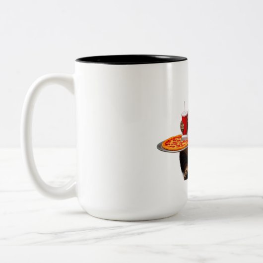 Funny Cat Mug – Pizza Lover Gift Coffee Cup ツートーンマグカップ (左)