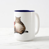 Funny Cat Mug – Pizza Lover Gift Coffee Cup ツートーンマグカップ (正面右)
