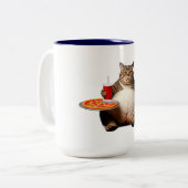 Funny Cat Mug – Pizza Lover Gift Coffee Cup ツートーンマグカップ (正面左)