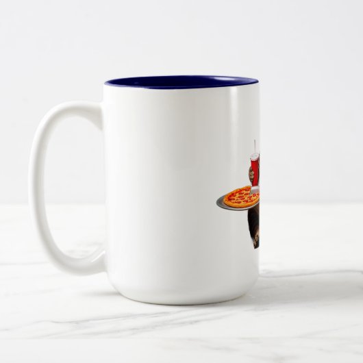 Funny Cat Mug – Pizza Lover Gift Coffee Cup ツートーンマグカップ (左)