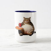 Funny Cat Mug – Pizza Lover Gift Coffee Cup ツートーンマグカップ (中央)