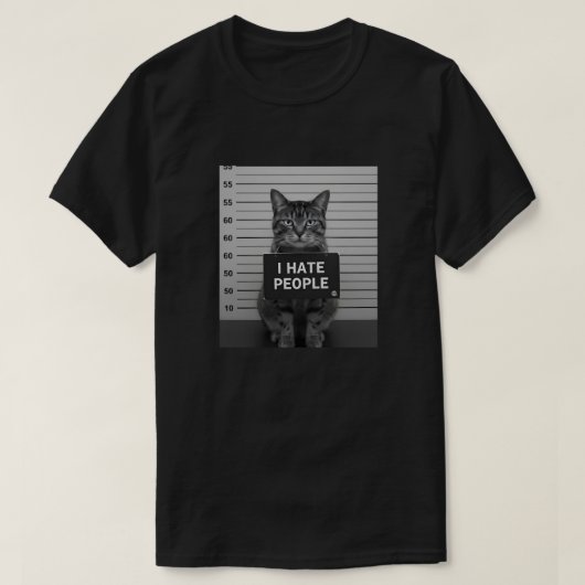 Funny Cat Mugshot “I Hate People” tshirt Tシャツ (デザイン正面)