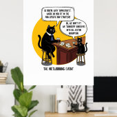 Funny Cat Office Humor Networking Event Meme Gift ポスター (ホームオフィス)