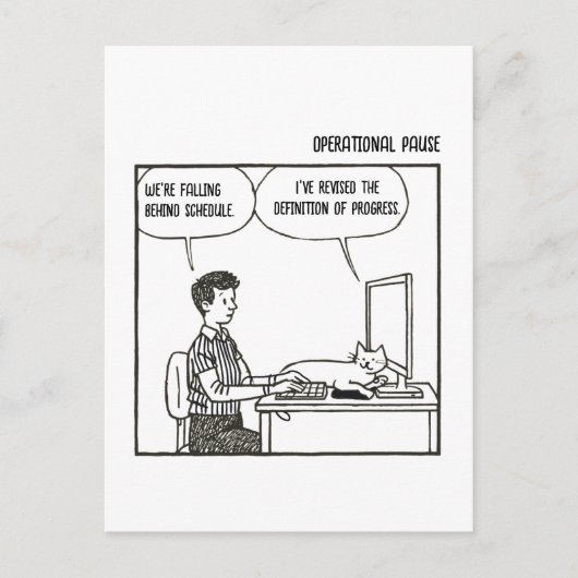 Funny Cat Office Work Humor Corporate Cartoon ポストカード (正面)