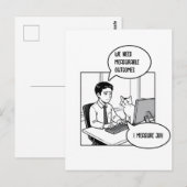 Funny Cat Office Work Humor Corporate Cartoon ポストカード (正面/裏面)