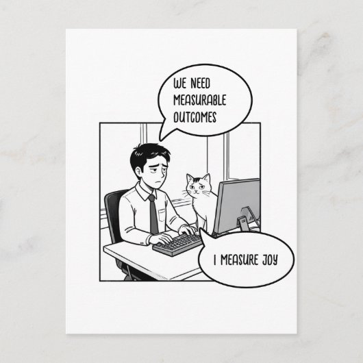 Funny Cat Office Work Humor Corporate Cartoon ポストカード (正面)
