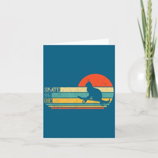 Funny Cat On Skateboard Retro Skateboarder  カード (正面)