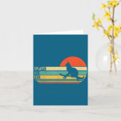 Funny Cat On Skateboard Retro Skateboarder  カード (黄色い花)