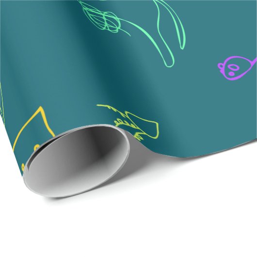 Funny Cat Pattern Gift Wrapping Papper ラッピングペーパー (ロールコーナー)