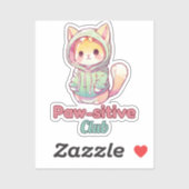 Funny Cat Paw‑sitive Club – Cute Hoodie Kitty  シール (シート)