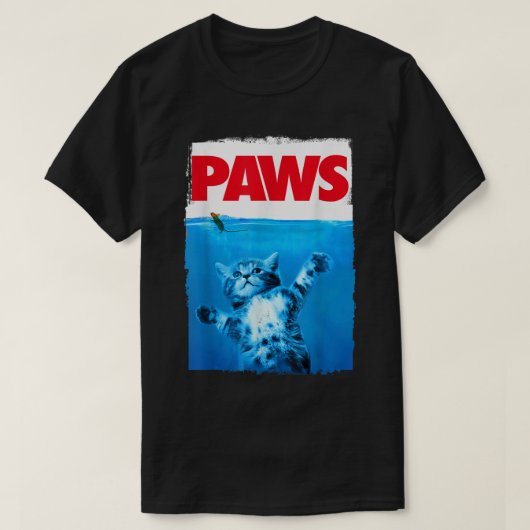 Funny Cat PAWS Parody Design Tシャツ (デザイン正面)