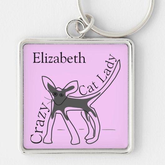 funny Cat Personalized Design熱狂するな猫の女性 キーホルダー (正面)