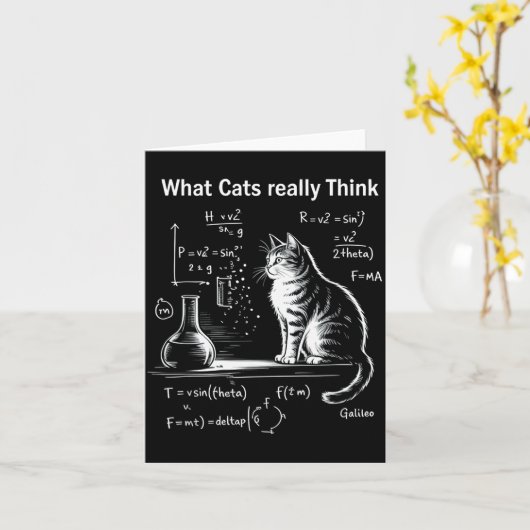 Funny Cat Physics Humor Design What Cats Really Th カード (黄色い花)