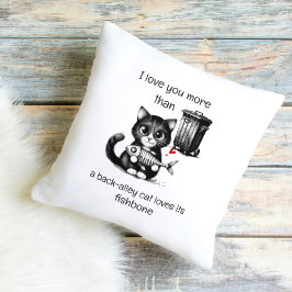 Funny Cat Pillow – Fishbone Love Quote クッション