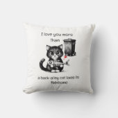 Funny Cat Pillow – Fishbone Love Quote クッション (正面)