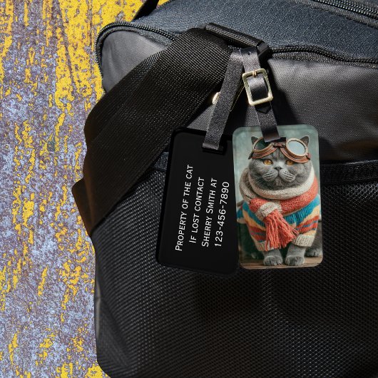 Funny Cat Pilot Aviator Cool Aviation Personalized ラゲッジタグ