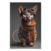 Funny Cat Pilot with Goggles Cool Aviator Aviation フォトプリント (正面)
