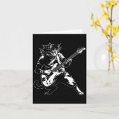 Funny Cat Playing B Guitar Rock Music Lover Musici カード (黄色い花)
