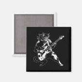Funny Cat Playing B Guitar Rock Music Lover Musici マグネット (正面/裏面)