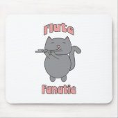 Funny Cat Playing Flute Music Lover Musician Carto マウスパッド (正面)