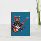 Funny Cat Playing Guitar Rock And Roll Men Women K カード (正面)