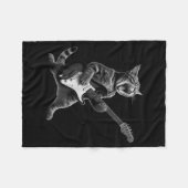 Funny Cat Playing Guitar Rock And Roll Men Women K フリースブランケット (正面(横))