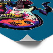 Funny Cat Playing Guitar Rock And Roll Men Women K ポスター (角)