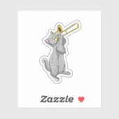 Funny Cat Playing Trombone Gift Cool Kitten Musici シール (シート)