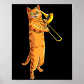 Funny Cat Playing Trombone Gift Cool Kitten Musici ポスター (正面)