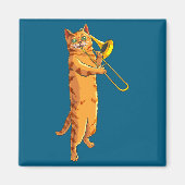 Funny Cat Playing Trombone Gift Cool Kitten Musici マグネット (正面)