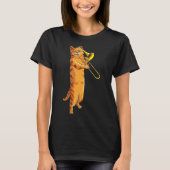 Funny Cat Playing Trombone Gift Cool Kitten Musici Tシャツ (正面)