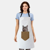 Funny Cat Pocket Shirt Cute Kitten in Your Pocket エプロン (着用した状態)
