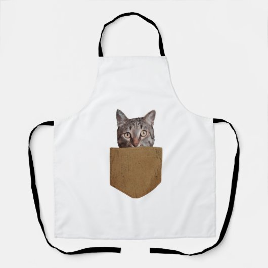Funny Cat Pocket Shirt Cute Kitten in Your Pocket エプロン (正面)
