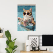 Funny Cat Pool Party Poster Bathroom Wall Art (No ポスター (ホームオフィス)