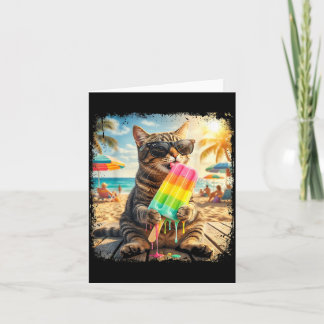 Funny Cat Popsicle Summer Animal Sunglasses Meme カード