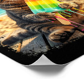 Funny Cat Popsicle Summer Animal Sunglasses Meme ポスター (角)