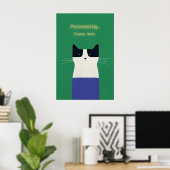 Funny Cat 'Processing' Poster Tech Humor Art Print ポスター (ホームオフィス)