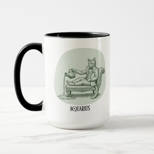Funny Cat Pun Aquarius Birthday Gift Mug マグカップ (左)