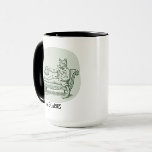 Funny Cat Pun Aquarius Birthday Gift Mug マグカップ (正面左)