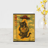 Funny Cat Ramen Ufo Japanese Anime For Men Women T カード (黄色い花)