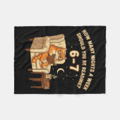 Funny Cat Reading 6-7 Meme Englieacher Book Lover  フリースブランケット (正面(横))
