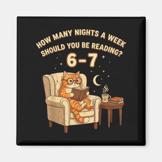 Funny Cat Reading 6-7 Meme Englieacher Book Lover  マグネット (正面)