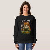 Funny Cat Reading Book Black Sweatshirt | Retro スウェットシャツ (正面フル)