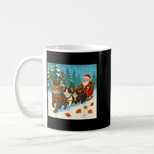 Funny Cat Reindeer Santa Christmas Design For Men コーヒーマグカップ (左)