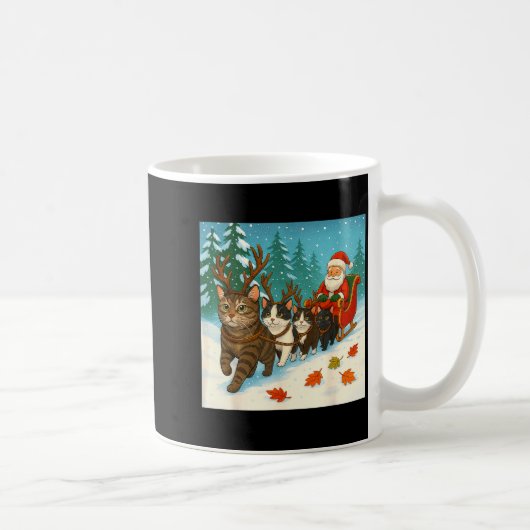 Funny Cat Reindeer Santa Christmas Design For Men コーヒーマグカップ (右)