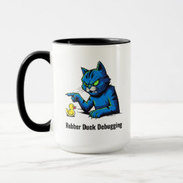 Funny Cat Rubber Duck Debugging Illustration マグカップ