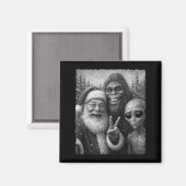 Funny Cat Santa Bigfoot Alien Christmas Selfie Tee マグネット (正面/裏面)