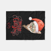 Funny Cat Santa Winter Merry Christmas T Shirt  フリースブランケット (正面(横))
