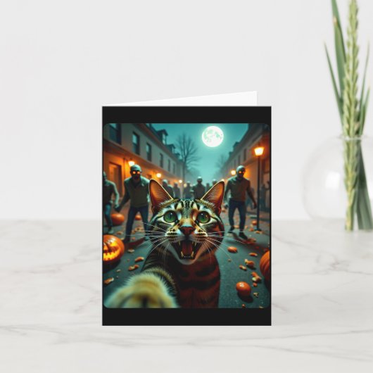 Funny Cat Selfie Halloween Zombies Humor  カード (正面)