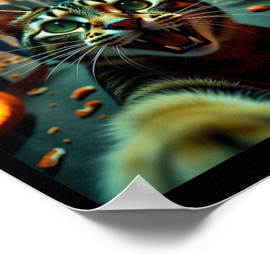 Funny Cat Selfie Halloween Zombies Humor  ポスター (角)